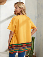 Striped Notched Neck Blouse