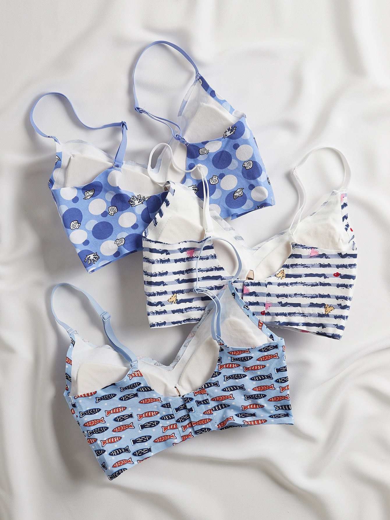 3pack Cartoon Graphic No Show Bra Set