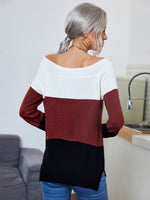 Off Shoulder Colorblock Sweater