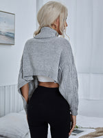 Funnel Neck Drop Shoulder Crop Sweater