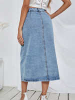 High Waist Button Fly Denim Skirt