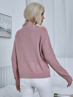 Solid Stand Collar Drop Shoulder Sweater