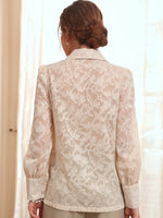 Allover Pattern Button Up Lace Blouse