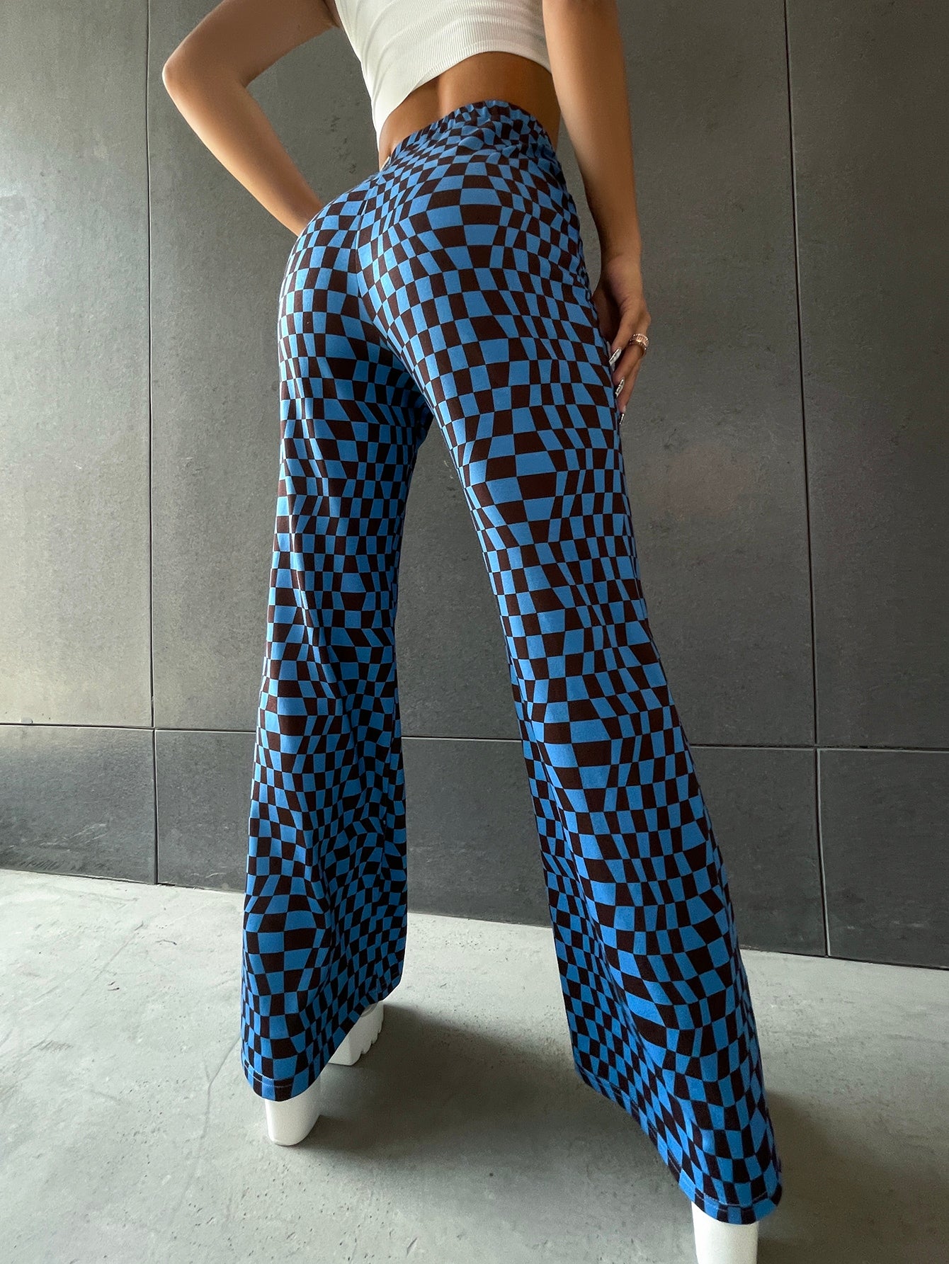 Geo Print Flare Leg Pants