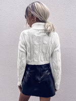 Cable Knit Funnel Neck Crop Sweater