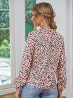 Allover Print Notched Blouse