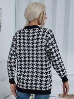 Houndstooth Contrast Binding Cardigan