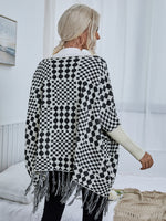 Plaid Tassel Cloak Sweater
