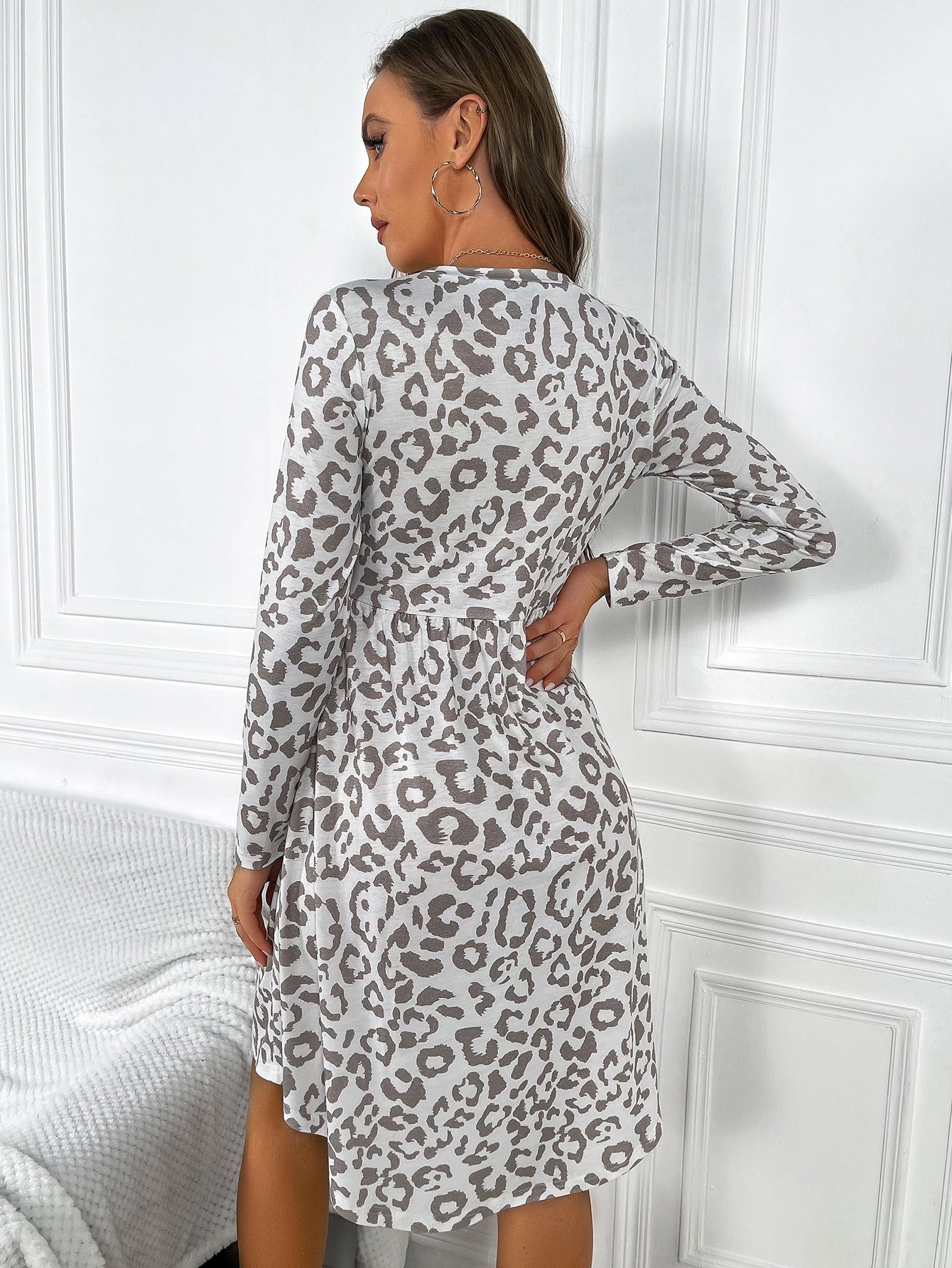 Allover Print Flare Hem Dress