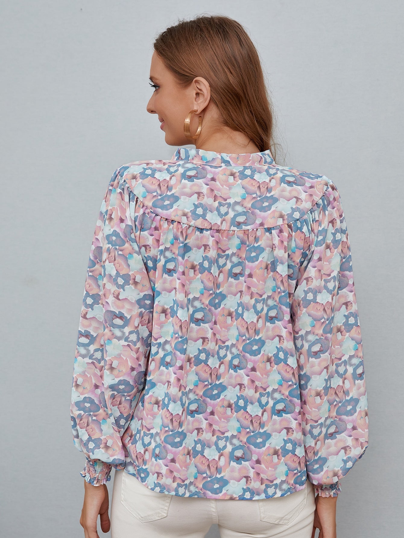 Tie Dye Knot Ruched Blouse