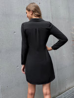 Solid Collared Button Up Shirt Dress
