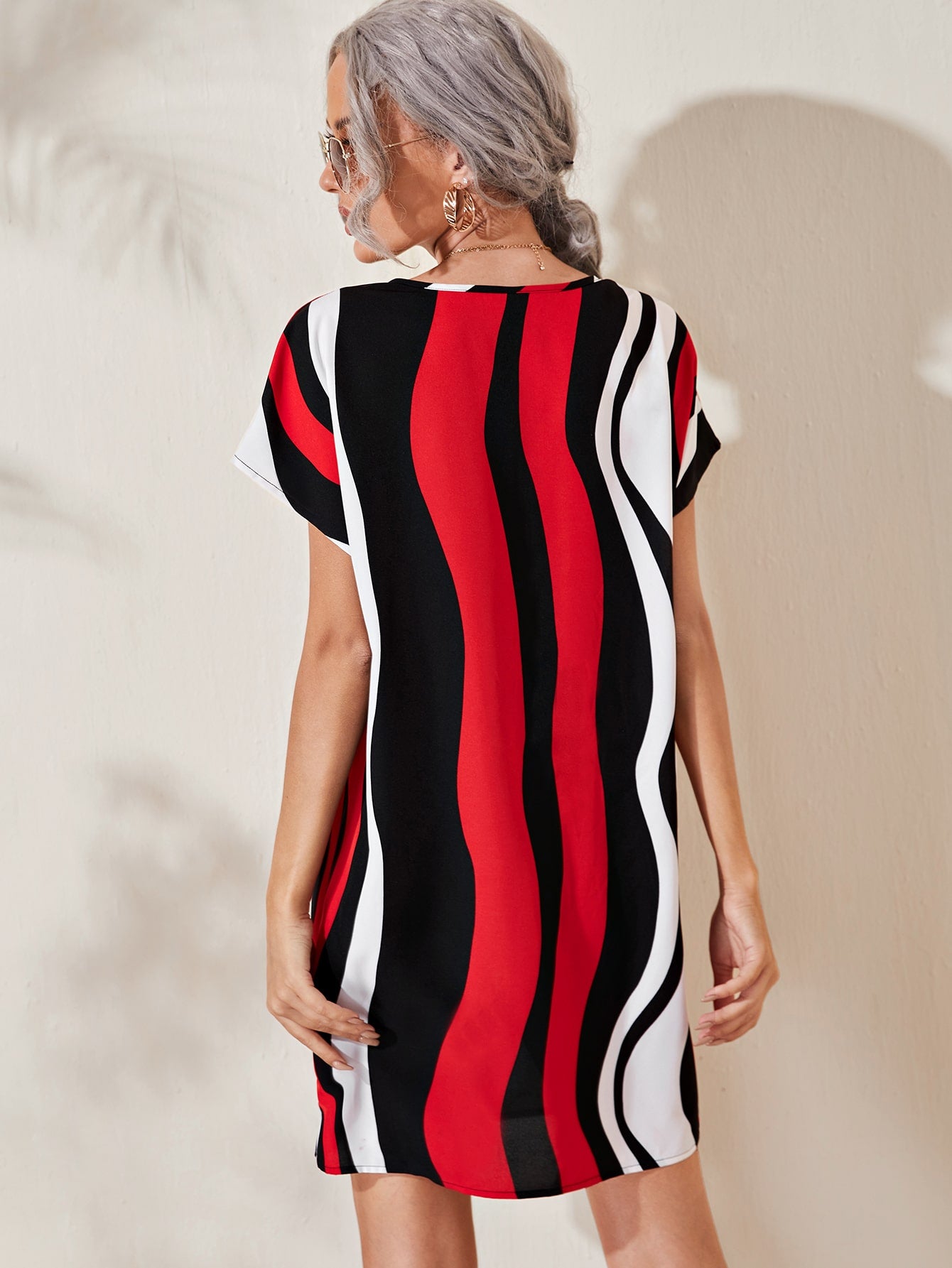 Notched Neck Colorblock Dress