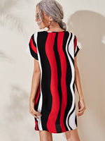 Notched Neck Colorblock Dress