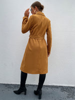 Lapel Neck Double Breasted Belted Overcoat