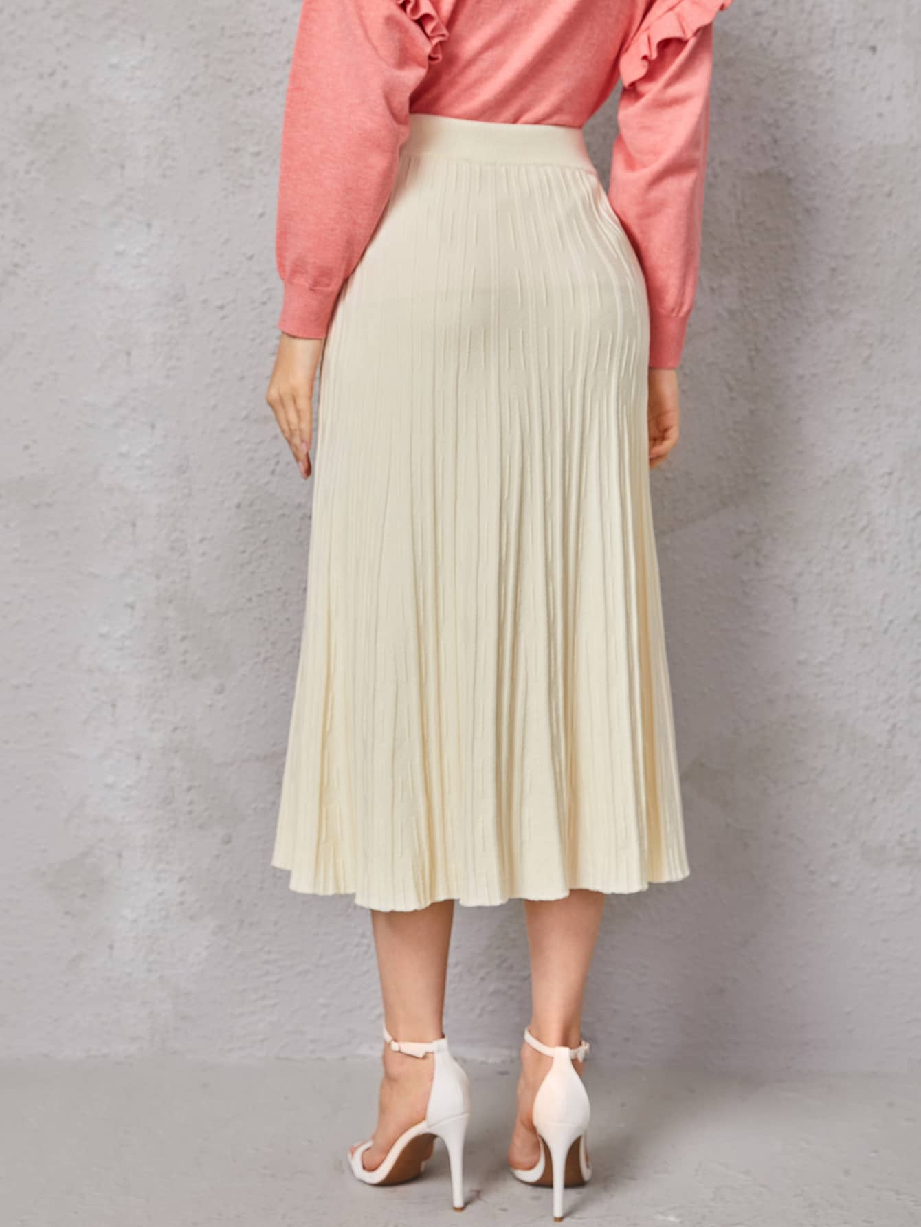 Pleated Solid Knit Skirt