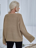 Pocket Detail Waffle Knit Sweater