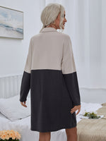 Two Tone Drop Shoulder Shirt Dress