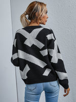 Drop Shoulder Geo Pattern Sweater