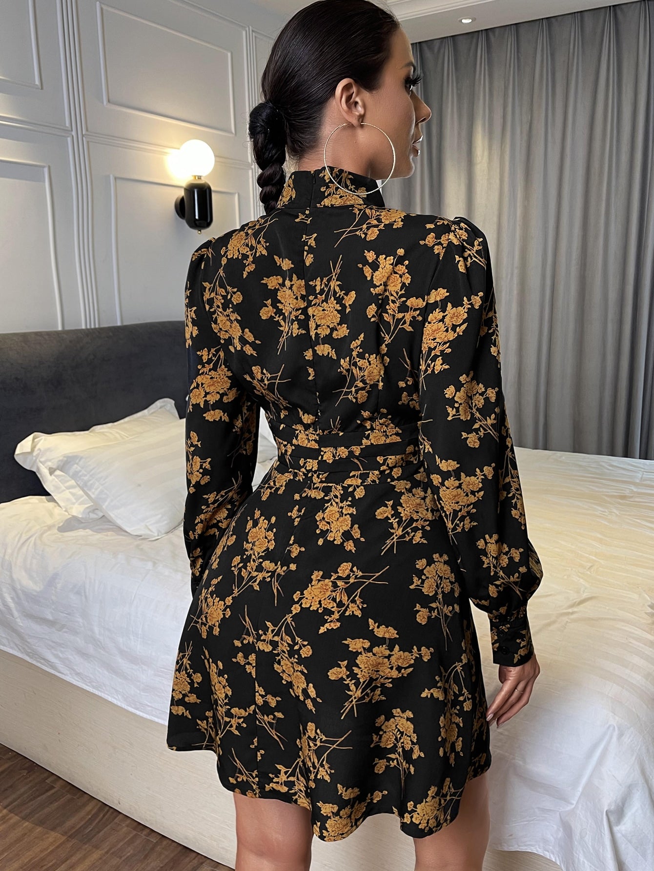 Floral Peekaboo Front Swing Dress