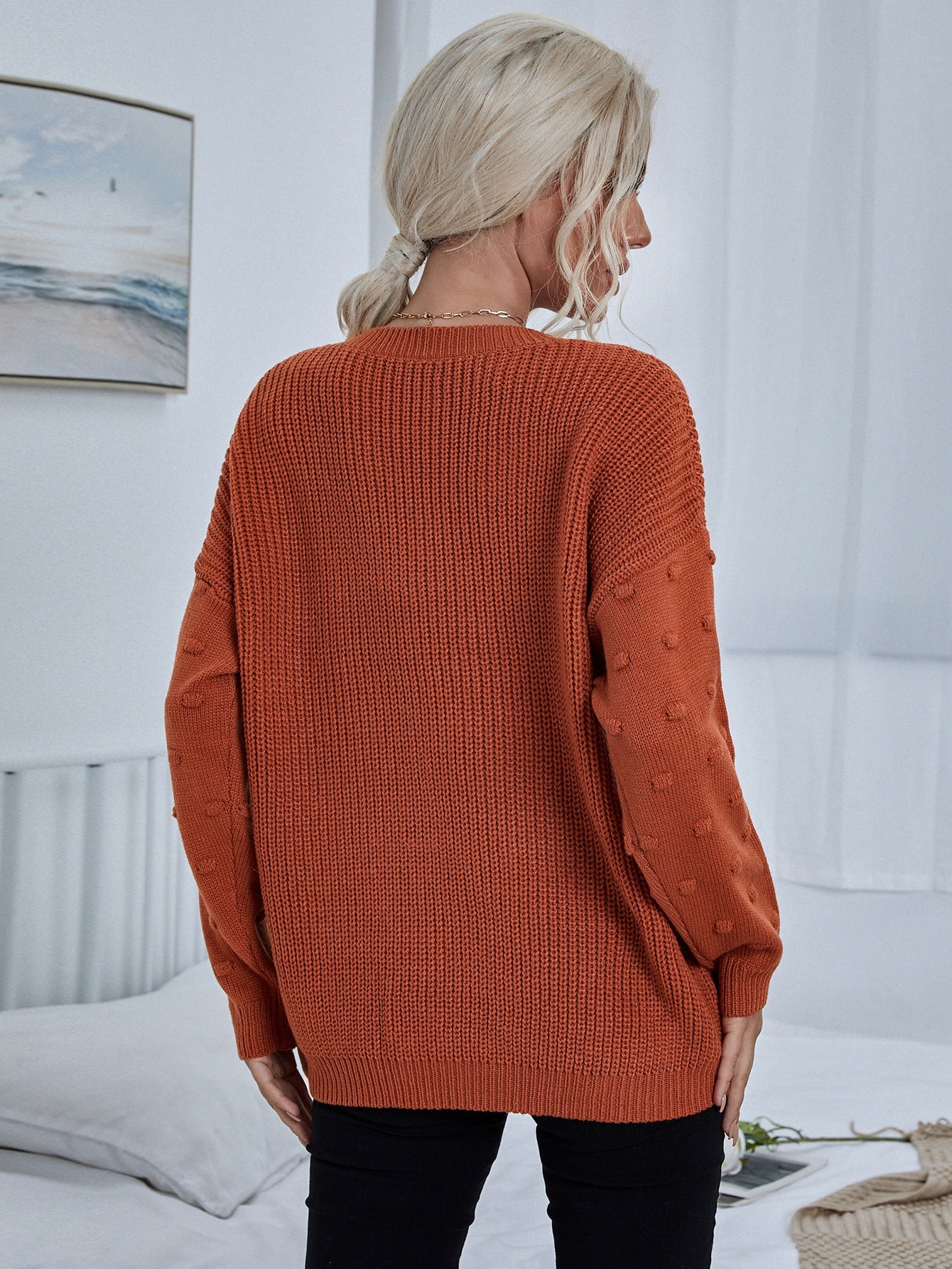 Pom Pom Drop Shoulder Sweater
