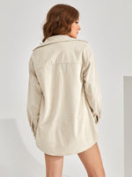 Pocket Front Drop Shoulder Corduroy Coat & Shorts