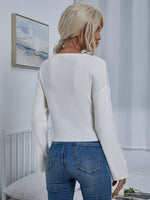 Tie Front Ribbed Knit Sweater