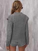 Allover Print Shoulder Pads Bomber Jacket