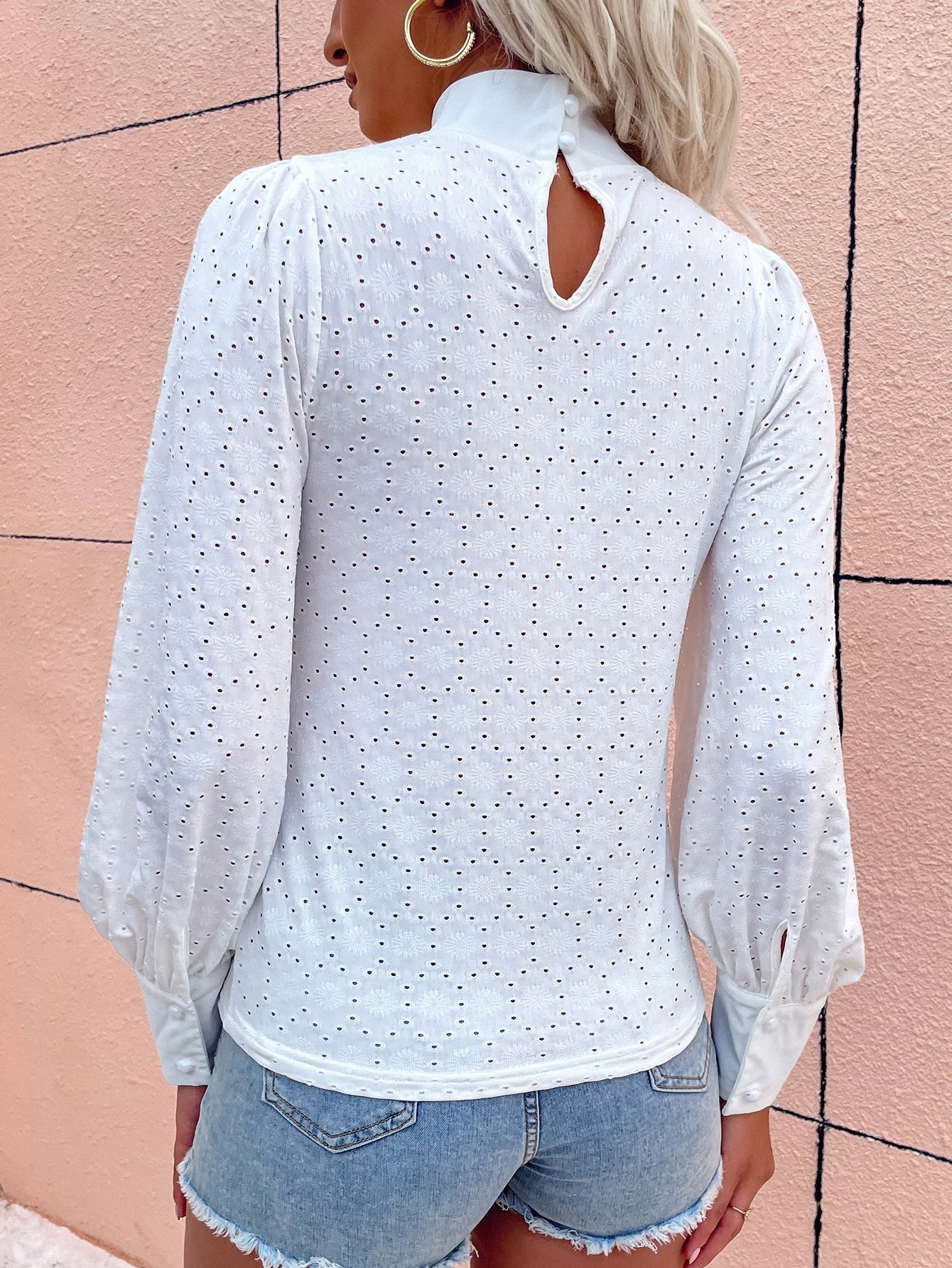 Mock Neck Bishop Sleeve Schiffy Tee