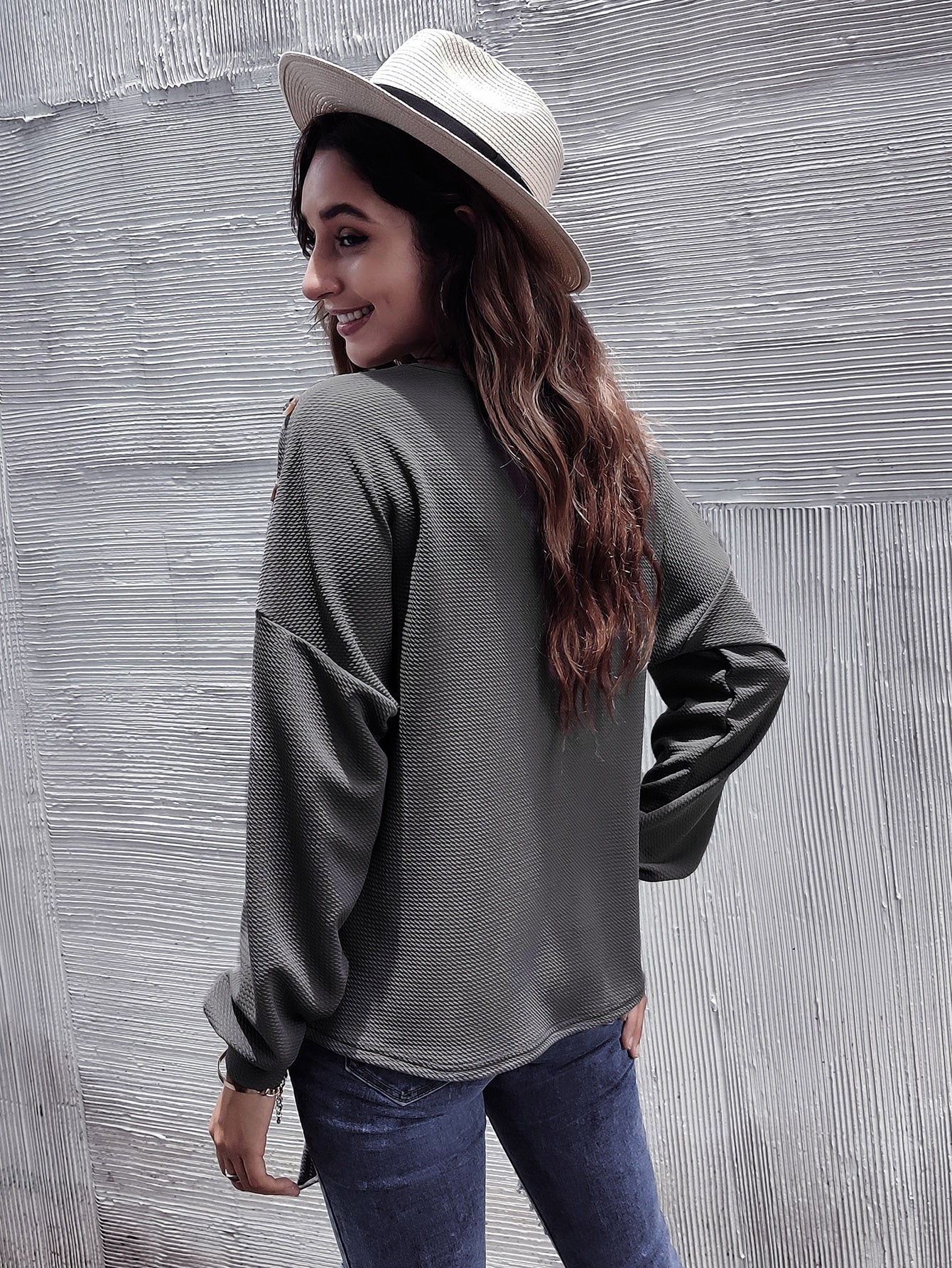 Knot Hem Button Detail Tee