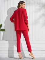 Open Front Flap Detail Blazer & Split Hem Pants