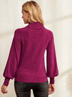 Bishop Sleeve High Neck Sweater