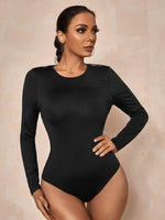 Backless Lace Panel Slim Fit Bodysuit