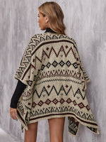 Geo Pattern Asymmetric Hem Cape Cardigan