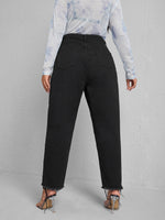 Plus High Waist Ripped Frayed Slant Pocket Jeans