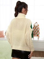Turtle Neck Cold Shoulder Cable Knit Sweater