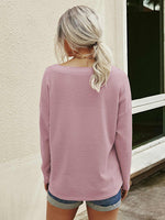 Solid Drop Shoulder Button Up Top