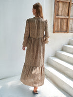Dalmatian Print Lantern Sleeve Ruffle Hem Dress