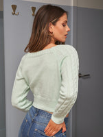 Raglan Sleeve Cable Knit Crop Sweater