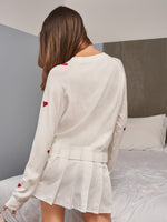 Raglan Sleeve Heart Pattern Sweater