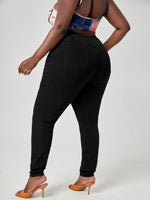 Plus High Waist Buckled Strap Detail Skinny Jeans