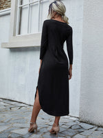 Hidden Pocket Single Breasted Curved Hem Dress
