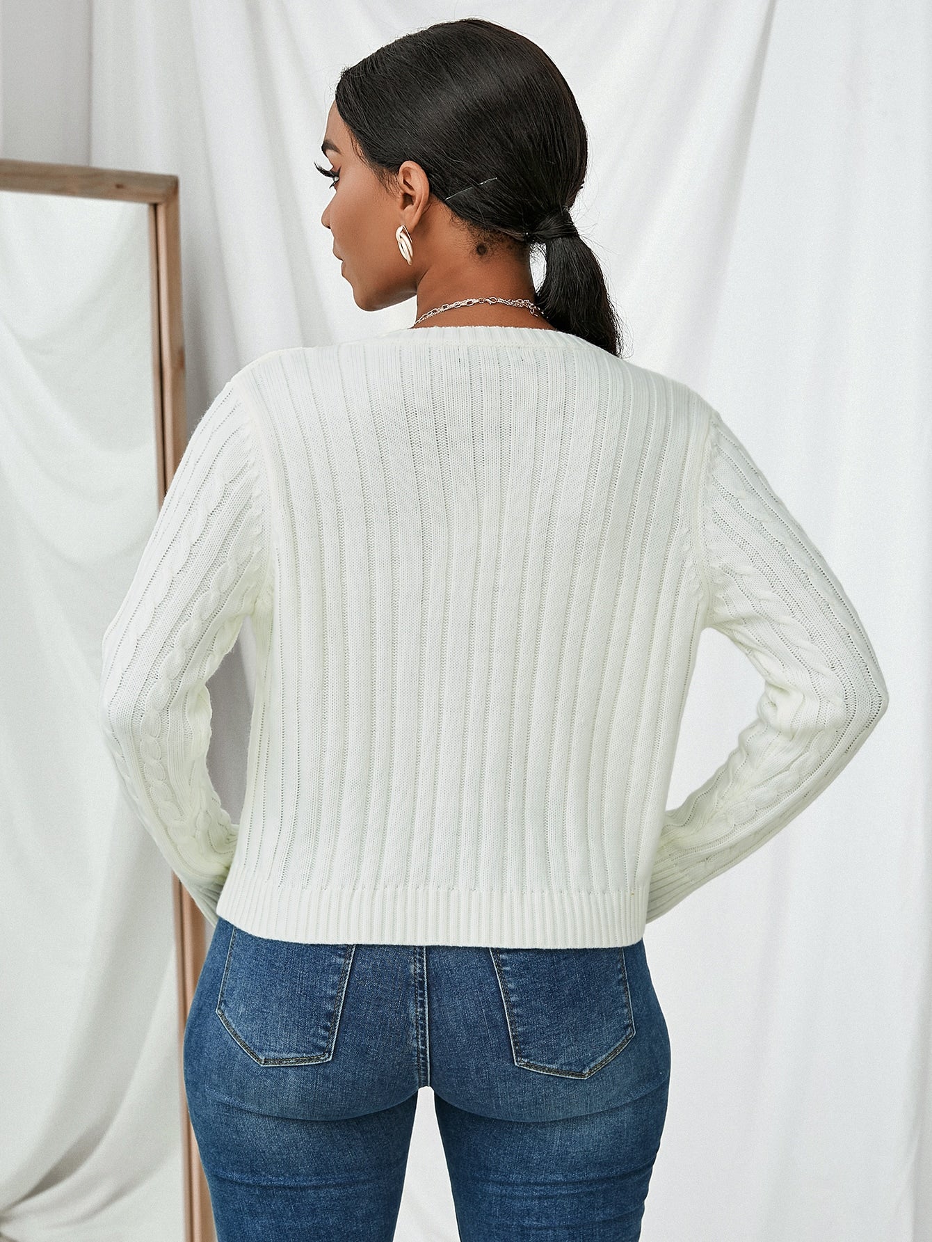 V-neck Rib-knit Sweater