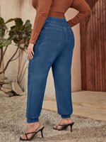 Plus Slant Pocket Drawstring Waist Jogger Jeans