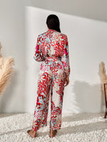 Floral Print Belted Wide Leg Jumpsuit
