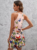 Butterfly Print Sleeveless Tunic Dress