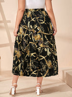 Plus Chain Print Pleated Skirt