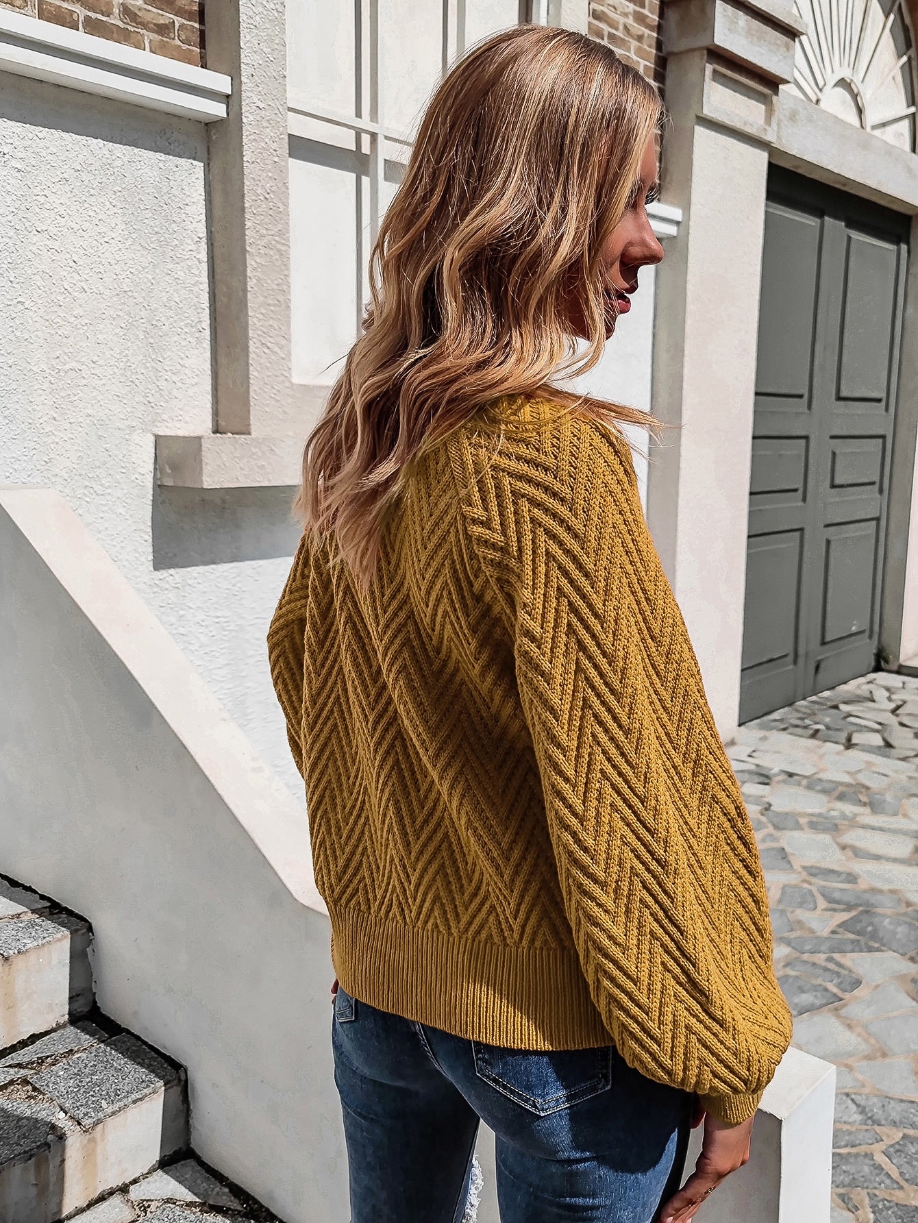 Solid High Neck Raglan Sleeve Sweater