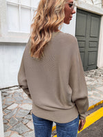 Solid Boat Neck Batwing Sleeve Sweater