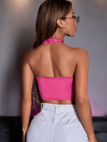 Crisscross Front Open Back Halter Top