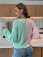 Wrap Front Two Tone Sweater